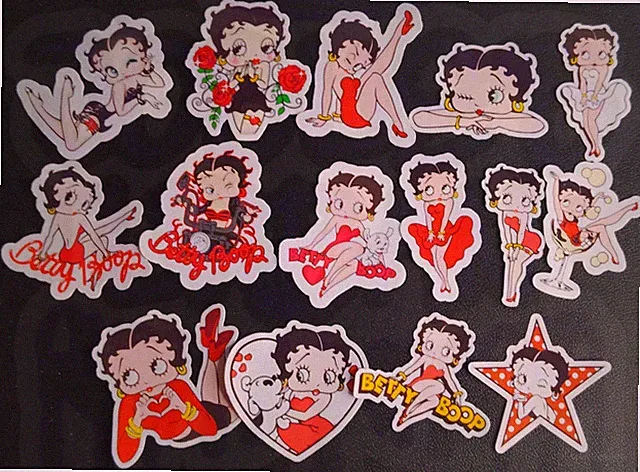 15 pcs Betty Boop Vinyl Stickers Cartoon waterproof Laptop