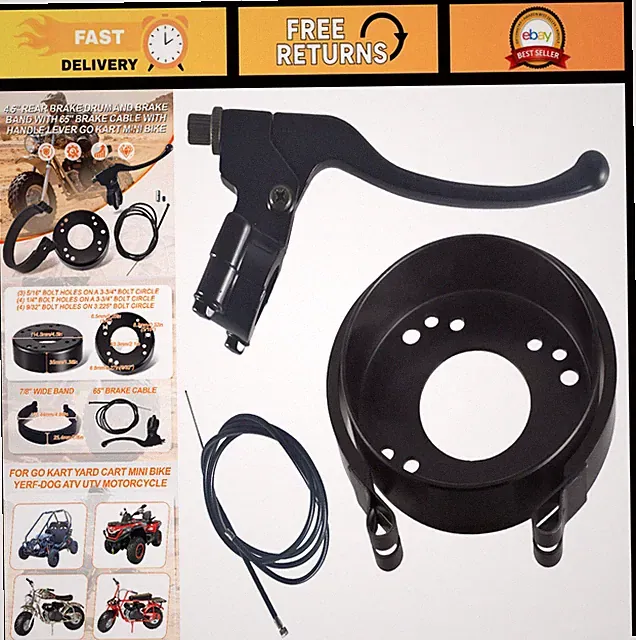 4.5" Rear Drum Brake Band & 65" Cable Handle Lever for Go Kart, Mini Bike, ATV/U