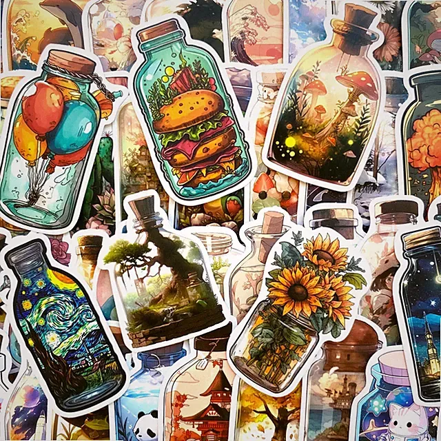 5-50 pcs Bottle Stickers, Aesthetic Laptop Phone Kindle Skateboard Car Decals
