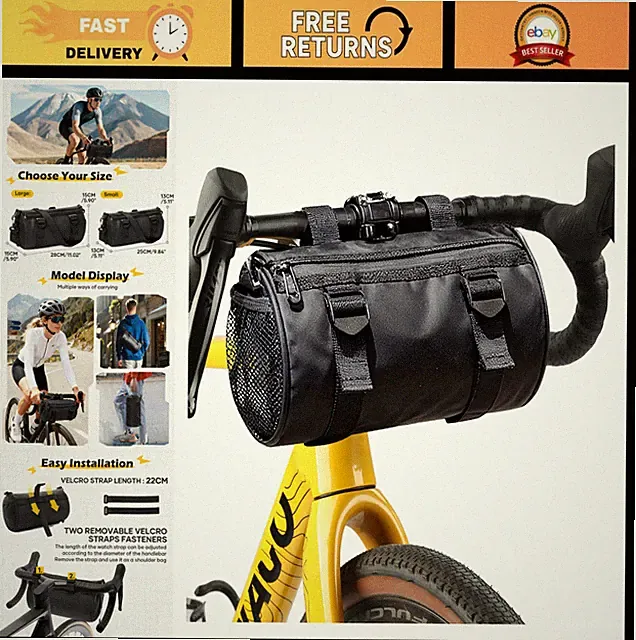 6L Waterproof Bike Handlebar Bag - Front Storage Barrel for Cycling, Commuter, M