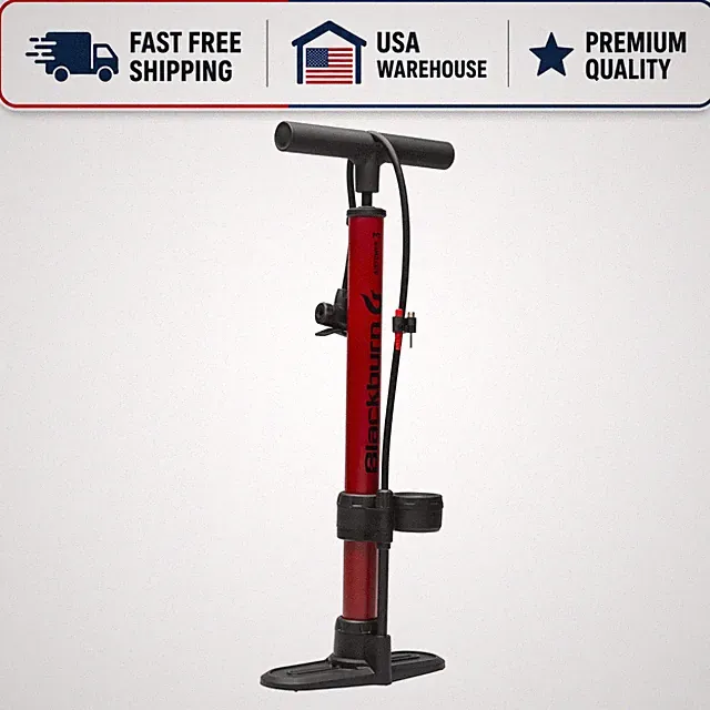 Blackburn Air Tower 3 Bike Floor Pump Mid-Mount Pressure Gauge Schrader Valves