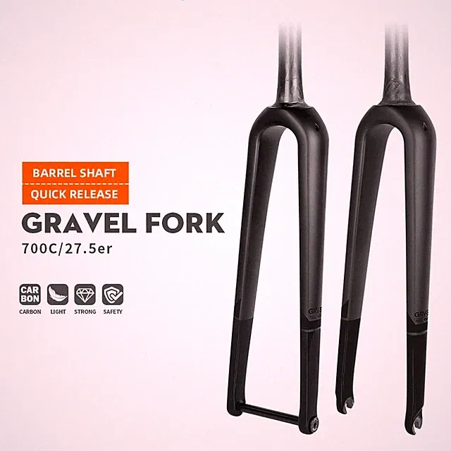 Carbon Road Bike Hard Fork Quick Release/Thru Axle Gravel Bicycle Rigid Forks