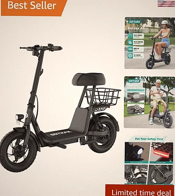 Comfy A5 2-Wheel Electric Scooter for Adults - 15.5 MPH, 550W Dual Suspension