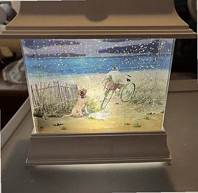 Cracker Barrel Labrador Retriever Bike Beach Water Glitter Snow Globe 8.5” New!