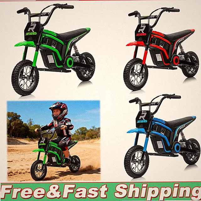 Electric Dirt Bike 350W Motorcycle for Kids w/ Tail Lights 15.5 mph & 130lb Max