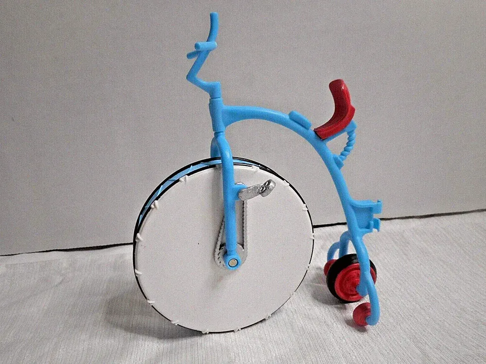 Fashion Doll Unicycle Bike Drum Wheel Petals Miniature Blue Plastic Dollhouse