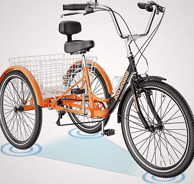 H&ZT Adult Tricycle Bike, Three Wheel Beach Cruiser, 24 &26-Inch Wheels Aluminum