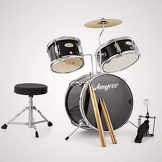 Kids Drum Set, 3 Piece Junior Drum Set with with Cymbal, 3 Piece(AD-150) Black
