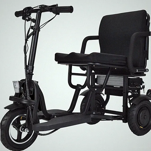 MotoTec Folding Trike 48V 700W Dual Motor Black Lithium Electric Trike