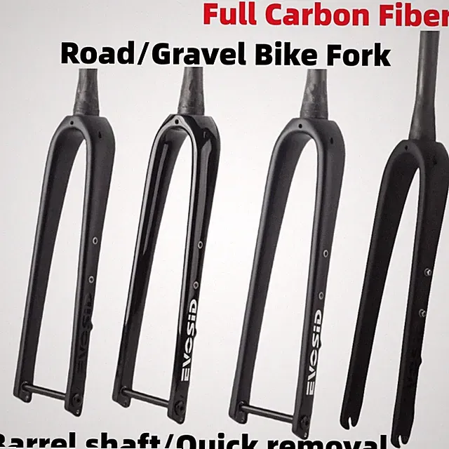 Road Bike Front Fork Carbon Gravel Bicycle Fork 700C Barrel Shaft Disc / V Brake