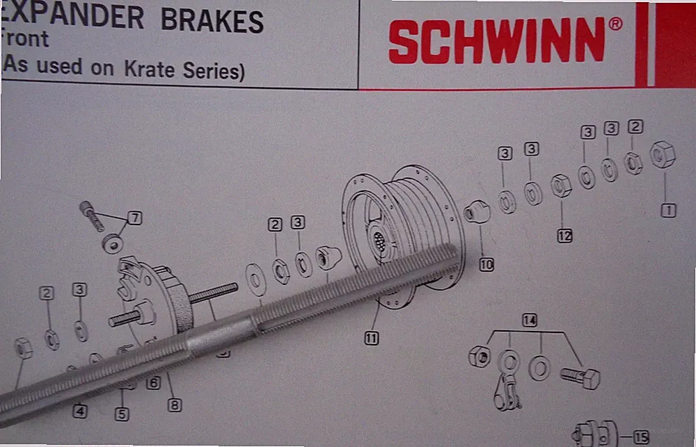 Schwinn Stingray Krate Bike Front Axle for Atom Drum Brake Hub - Bicycle Part