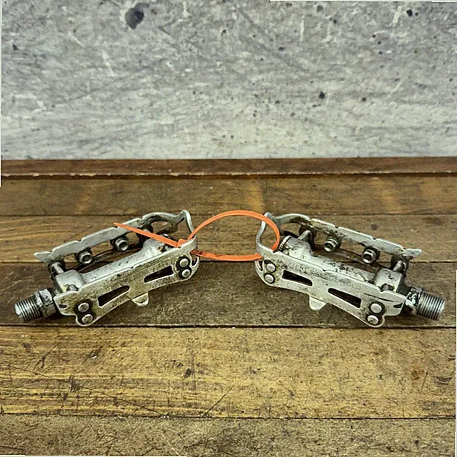 Vintage Campagnolo Gran Sport Bike Pedals 9/16 In Silver Platform Italy Scrapes