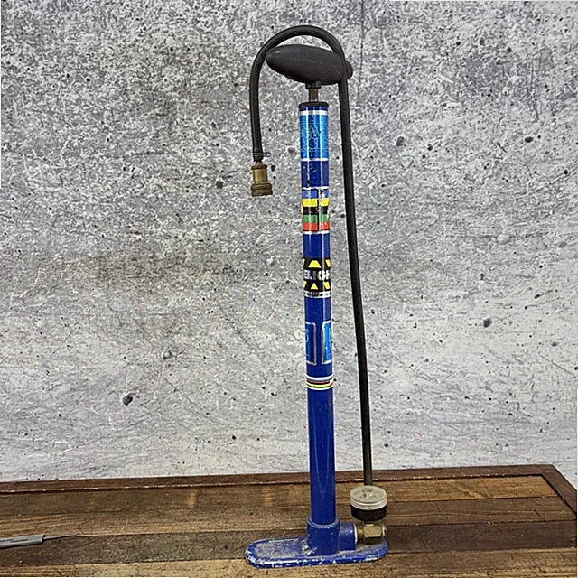 Vintage Silca Floor Pump Blue Columbus Steel Analog Gauge Presta Bike Track
