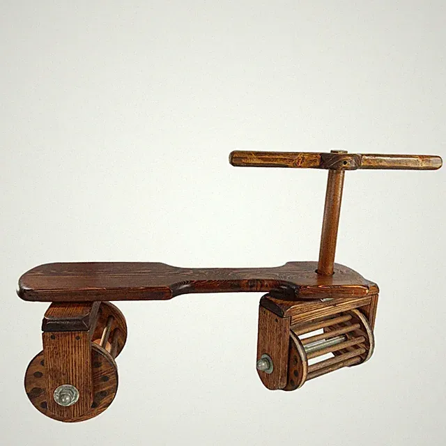 Vintage Wooden Kids Trike Bike Scooter Barrel Spoke Wheels w/ Balls Handmade