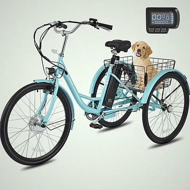 VIRIBUS 24"/26" Adult Electric Tricycle 250W 3-Wheel Bicycle Trike 36V Battery